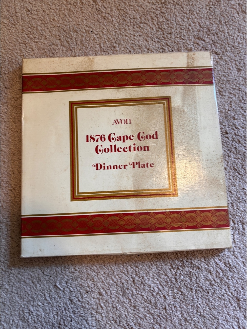 Vintage Avon 1970s Cape Cod collection, Ruby red dinner plate in box